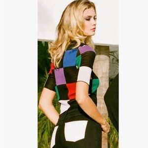 STAUD Bain Top | Rainbow Check Rainbow Check size Medium cute checked sweater
